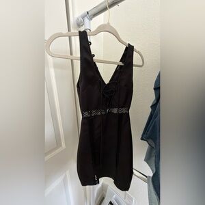 PrettyLittleThing Black Lace-Up Mini Dress